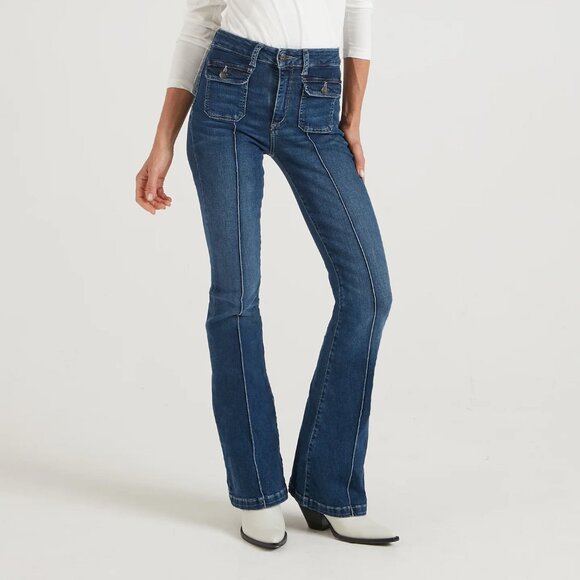 DONNA IDA Hope Dark Wash Flare Jeans 23 $329 - Picture 1 of 6